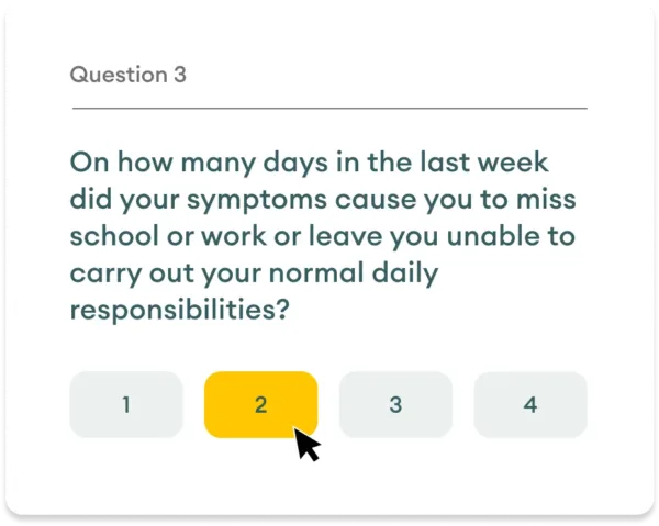 Image of Outcomes Questionnaire UI as a demonstrative graphic